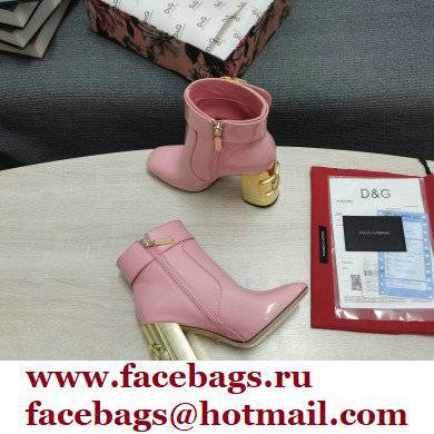 Dolce  &  Gabbana Heel 10.5cm Leather Ankle Boots Patent Pink with DG Karol Heel and Strap 2021